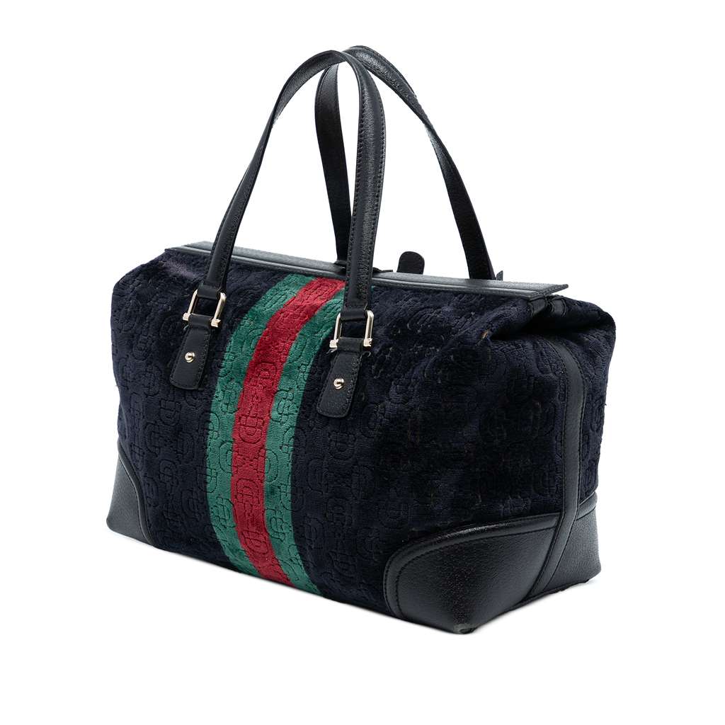 Gucci Horsebit Velvet Web Treasure Boston Bag - 2