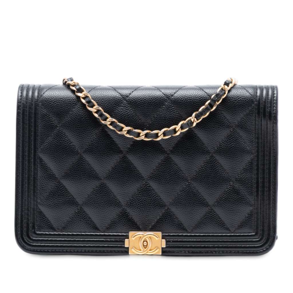 Chanel Quilted Caviar Boy Wallet on Chain