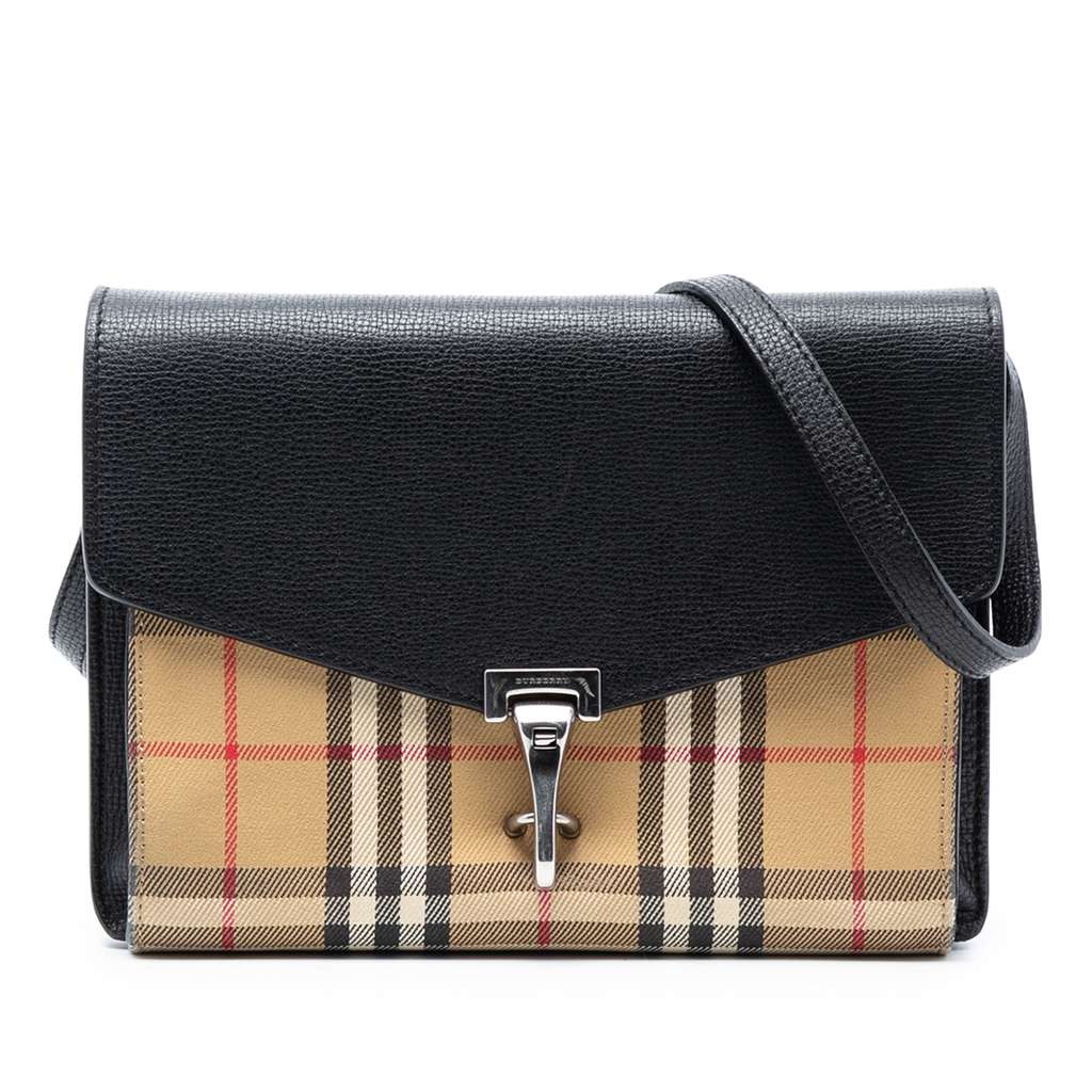 Burberry Small Leather and House Check Canvas Derby Macken Crossbody