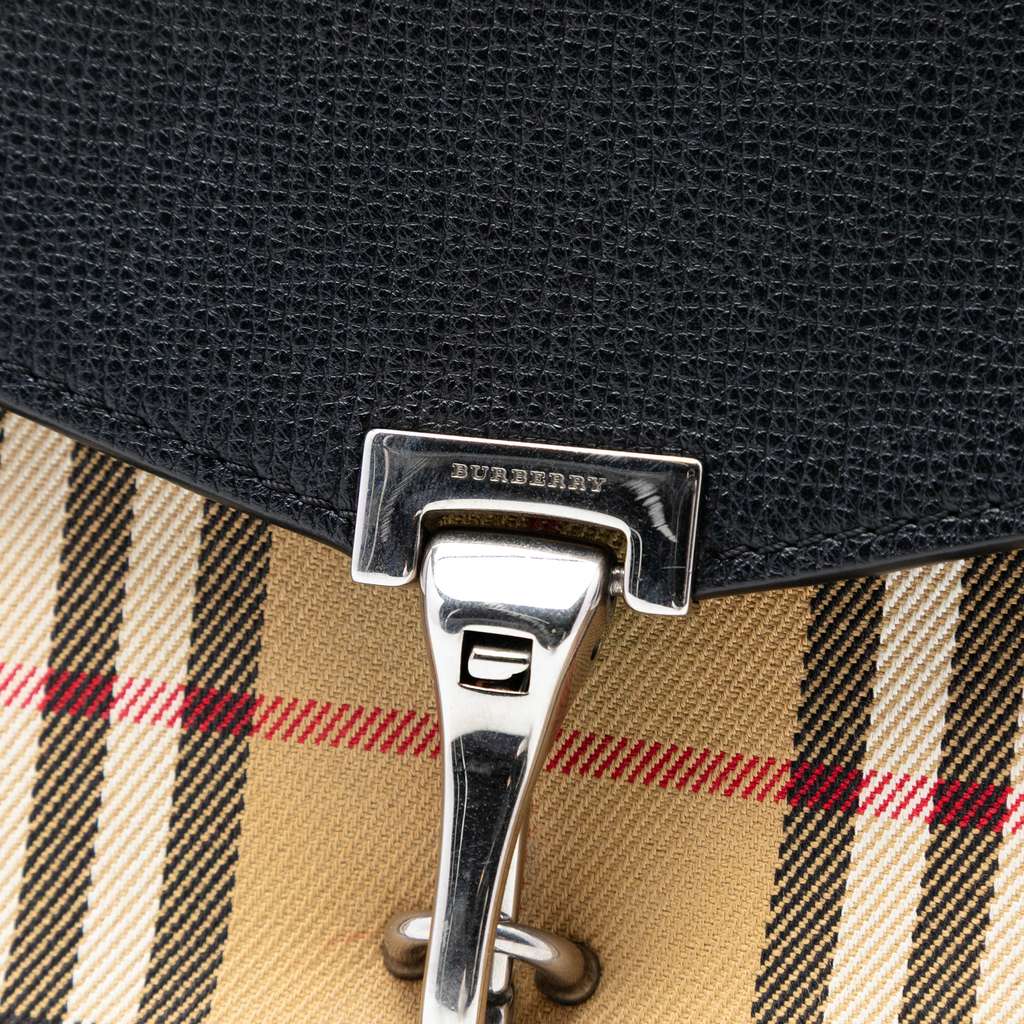 Burberry Small Leather and House Check Canvas Derby Macken Crossbody - 5
