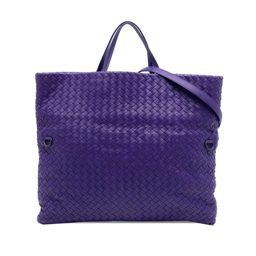 Bottega Veneta Nappa Intrecciato Convertible Tote Purple Leather Very good - Front View