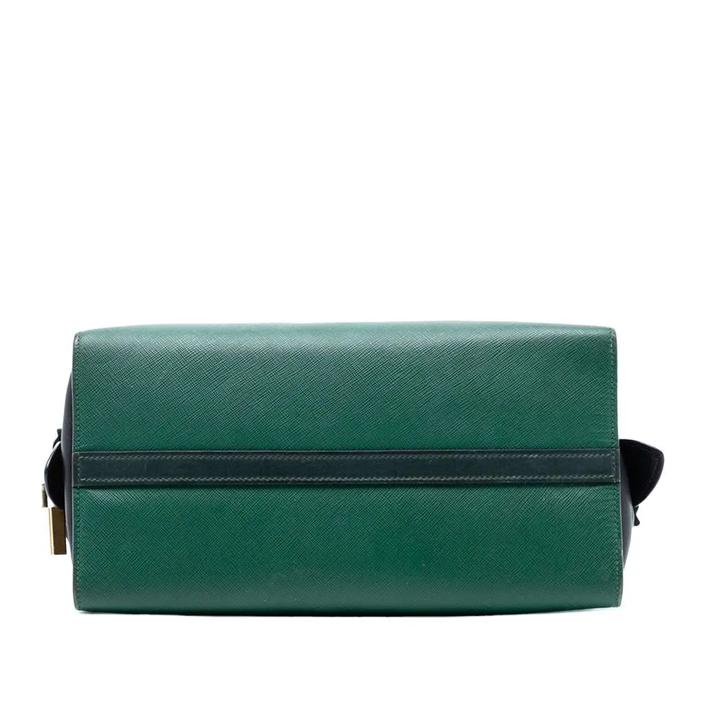 Prada Saffiano and City Calf Esplanade Satchel Green Leather Very good - Inside View