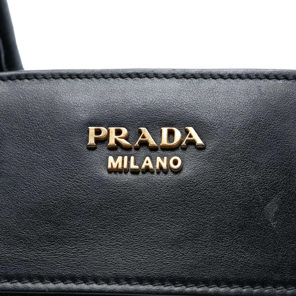 Prada Saffiano and City Calf Esplanade Satchel Green Leather Very good - Box View
