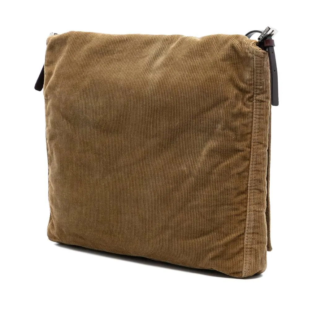 Fendi Corduroy Shoulder Bag Brown Velvet Very good - Back View