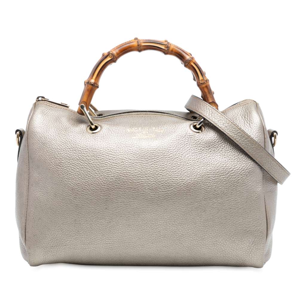 Gucci Medium Calfskin Bamboo Shopper Boston Bag