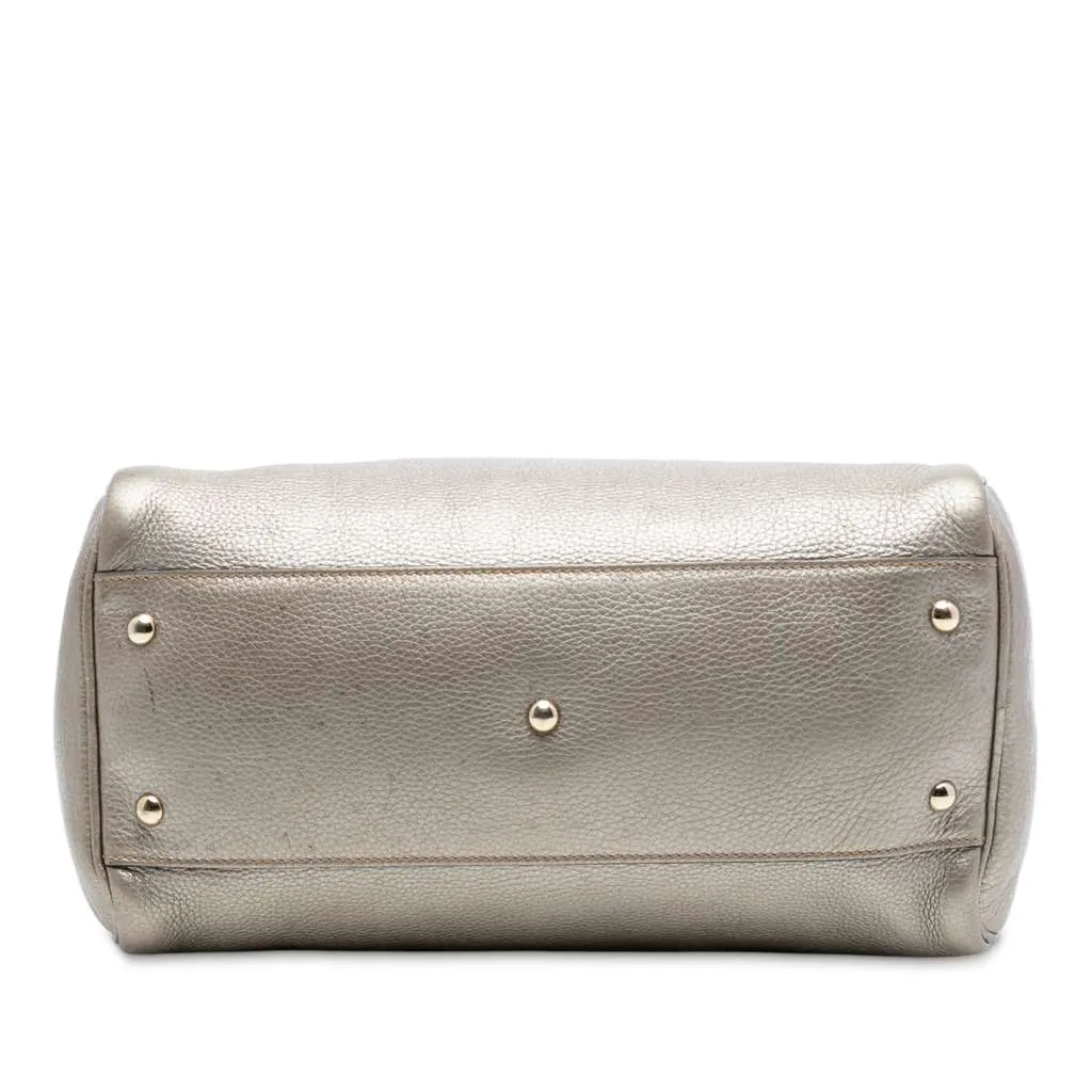 Gucci Medium Calfskin Bamboo Shopper Boston Bag Gold Leather Very good - Inside View
