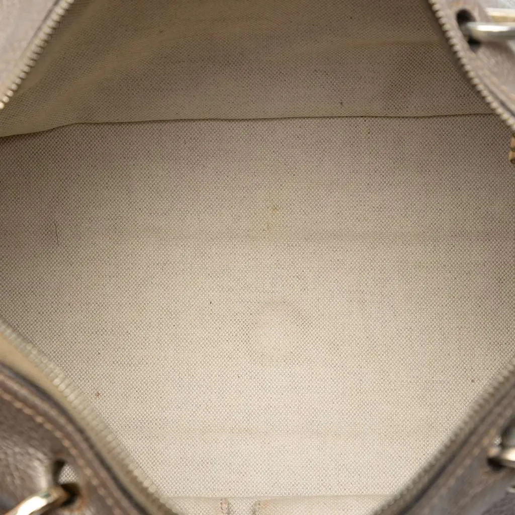 Gucci Medium Calfskin Bamboo Shopper Boston Bag Gold Leather Very good - Model View