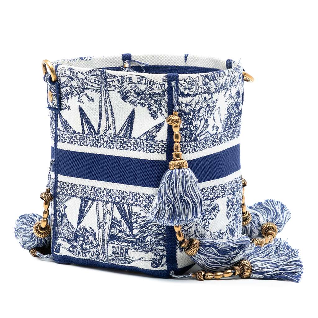 Dior Canvas Embroidered Reve d Infini D Bubble Bucket Bag - 2