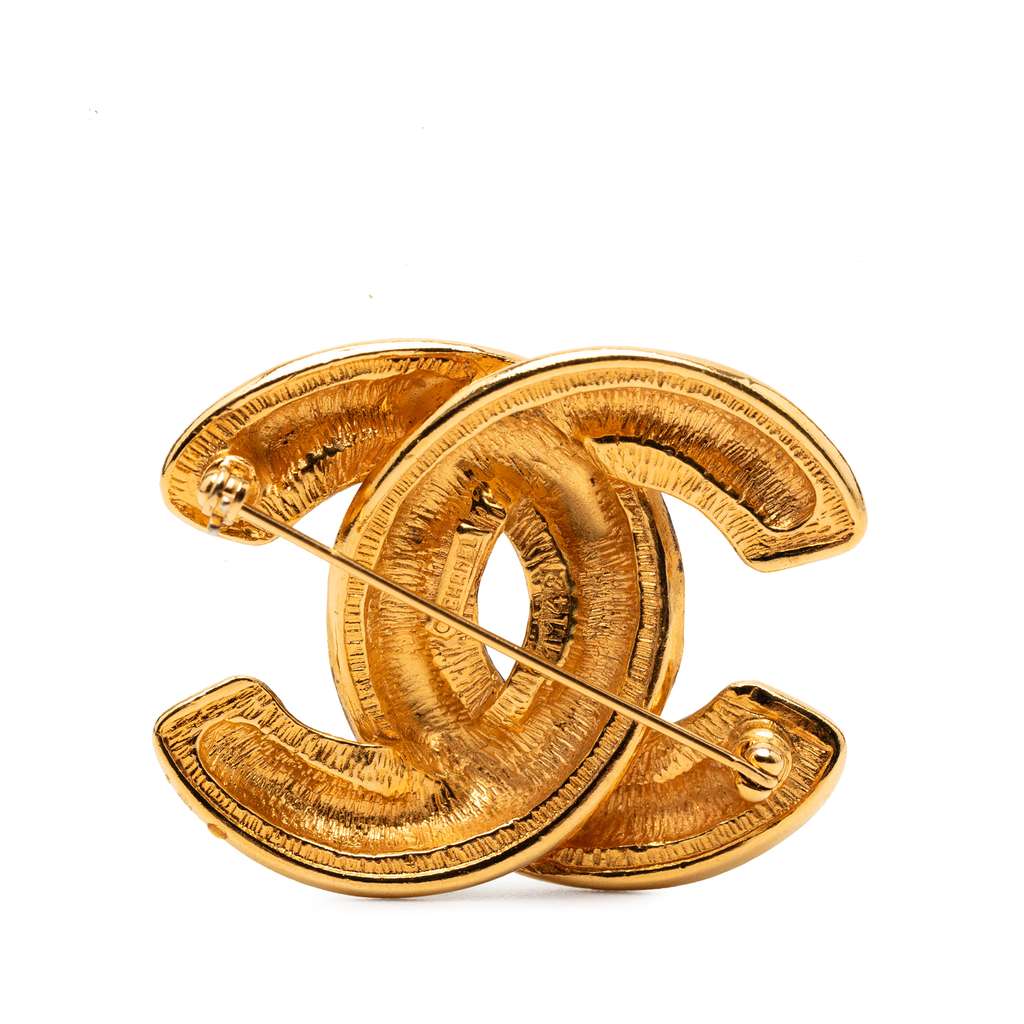 Chanel CC Gold Plated Quilted Brooch - 2