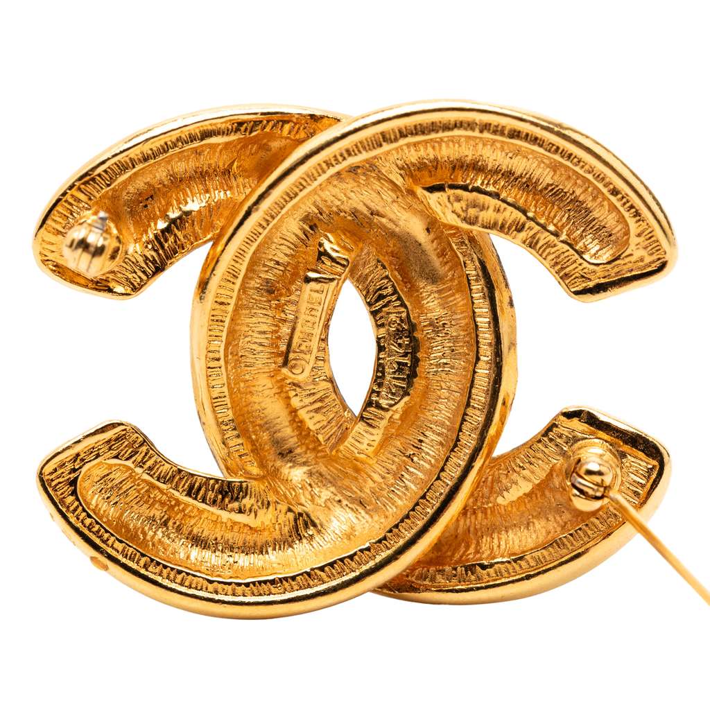 Chanel CC Gold Plated Quilted Brooch - 3