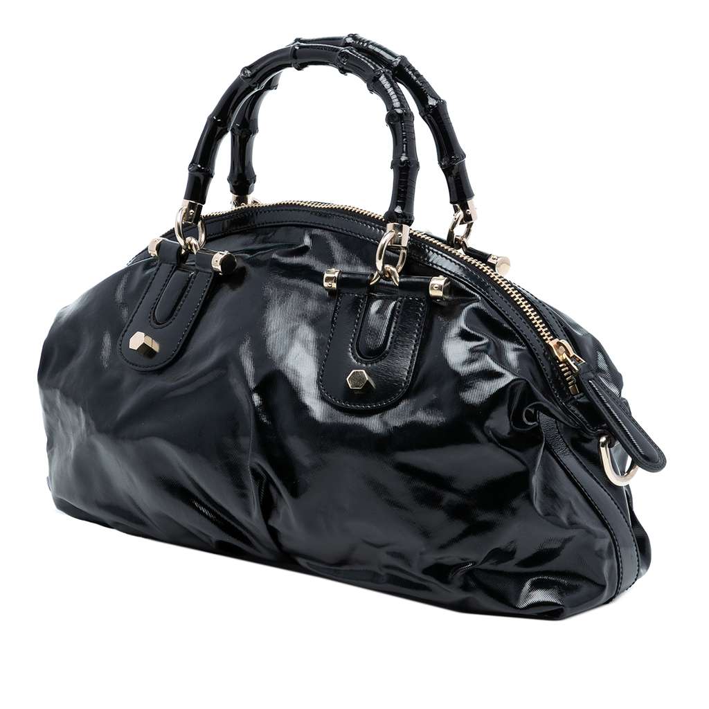 Gucci Coated Canvas Bamboo Dialux Pop Satchel - 2