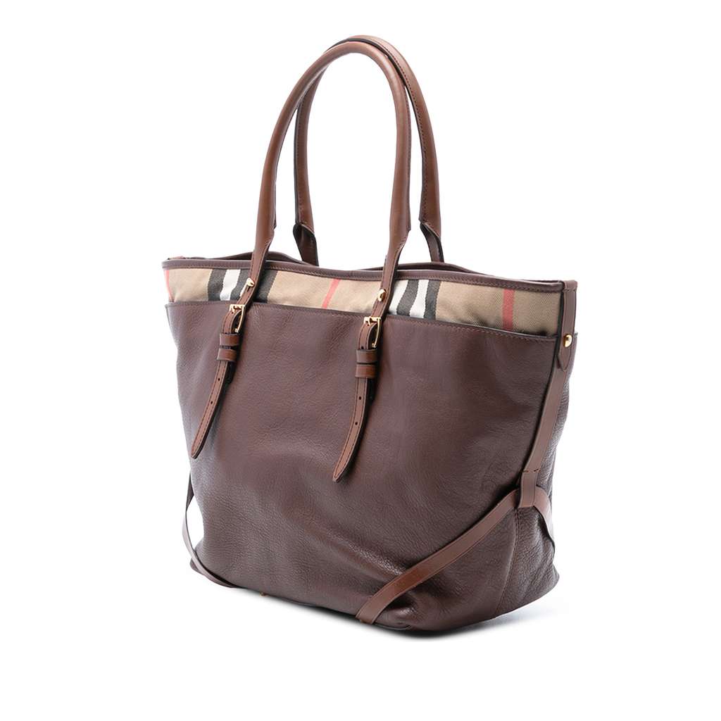 Burberry Medium House Check Trimmed Leather Salisbury Tote - 2