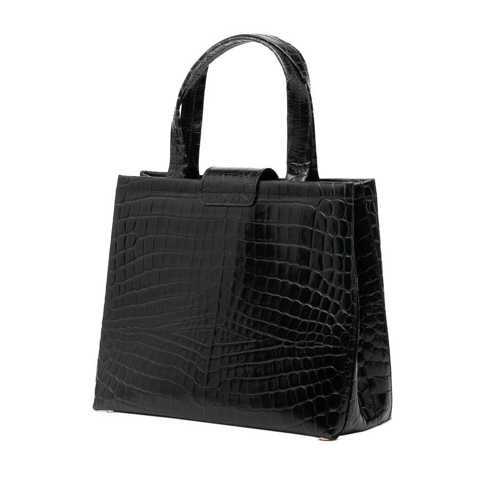 Salvatore Ferragamo Croc Embossed Leather Vara Bow Satchel - 2