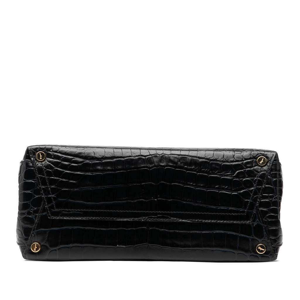 Salvatore Ferragamo Croc Embossed Leather Vara Bow Satchel - 3