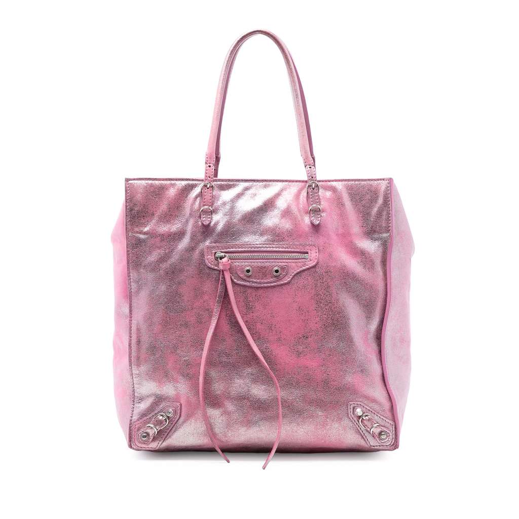 Balenciaga Metallic Leather Papier A5 Tote