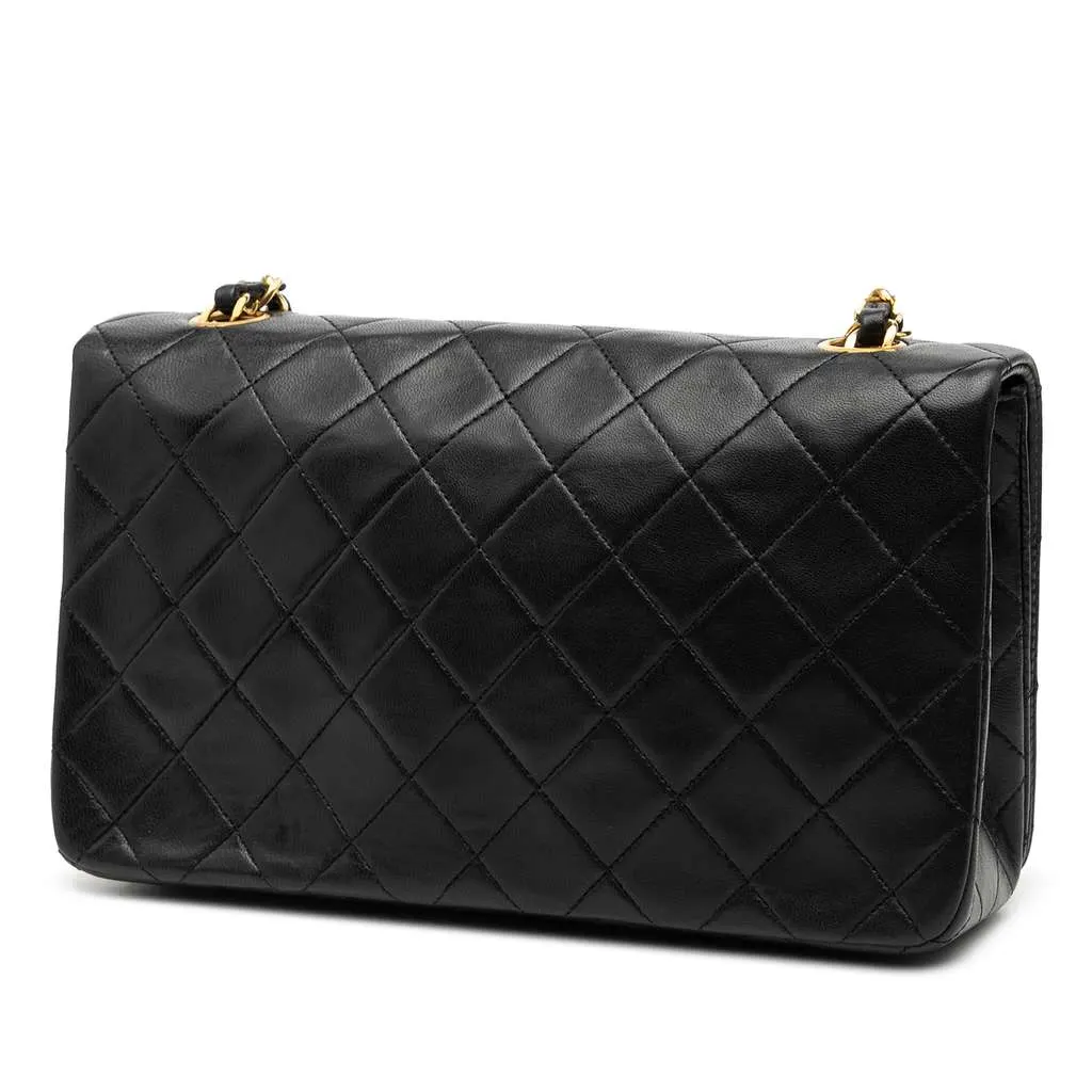 Chanel Medium Quilted Lambskin Full Flap Black Leather Good - Back View