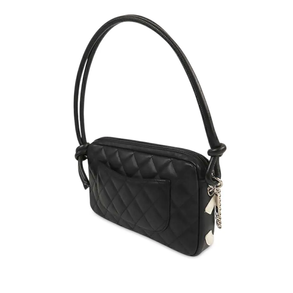 Chanel Quilted Lambskin Cambon Ligne Pochette Black Leather Good - Back View