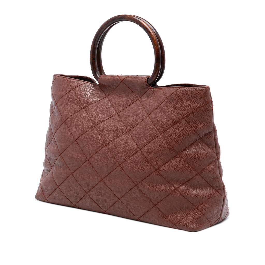 Chanel CC Quilted Caviar Tortoise Top Handle Bag - 2