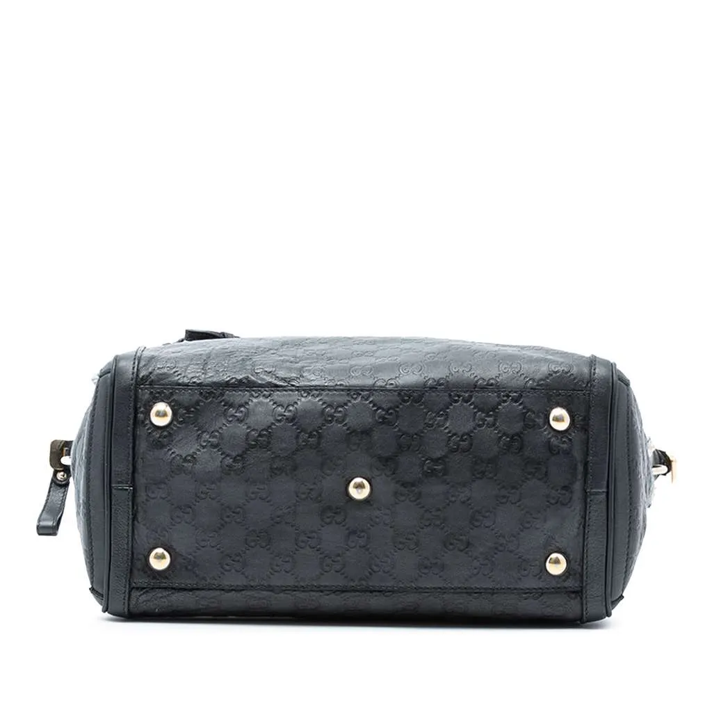 Gucci Guccissima Charm Satchel Black Leather Good - Inside View