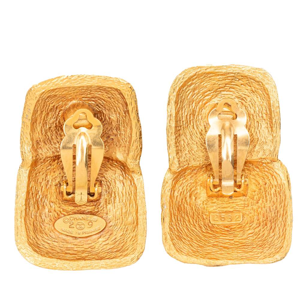 Chanel Gold Plated CC Clip On Earrings - 2