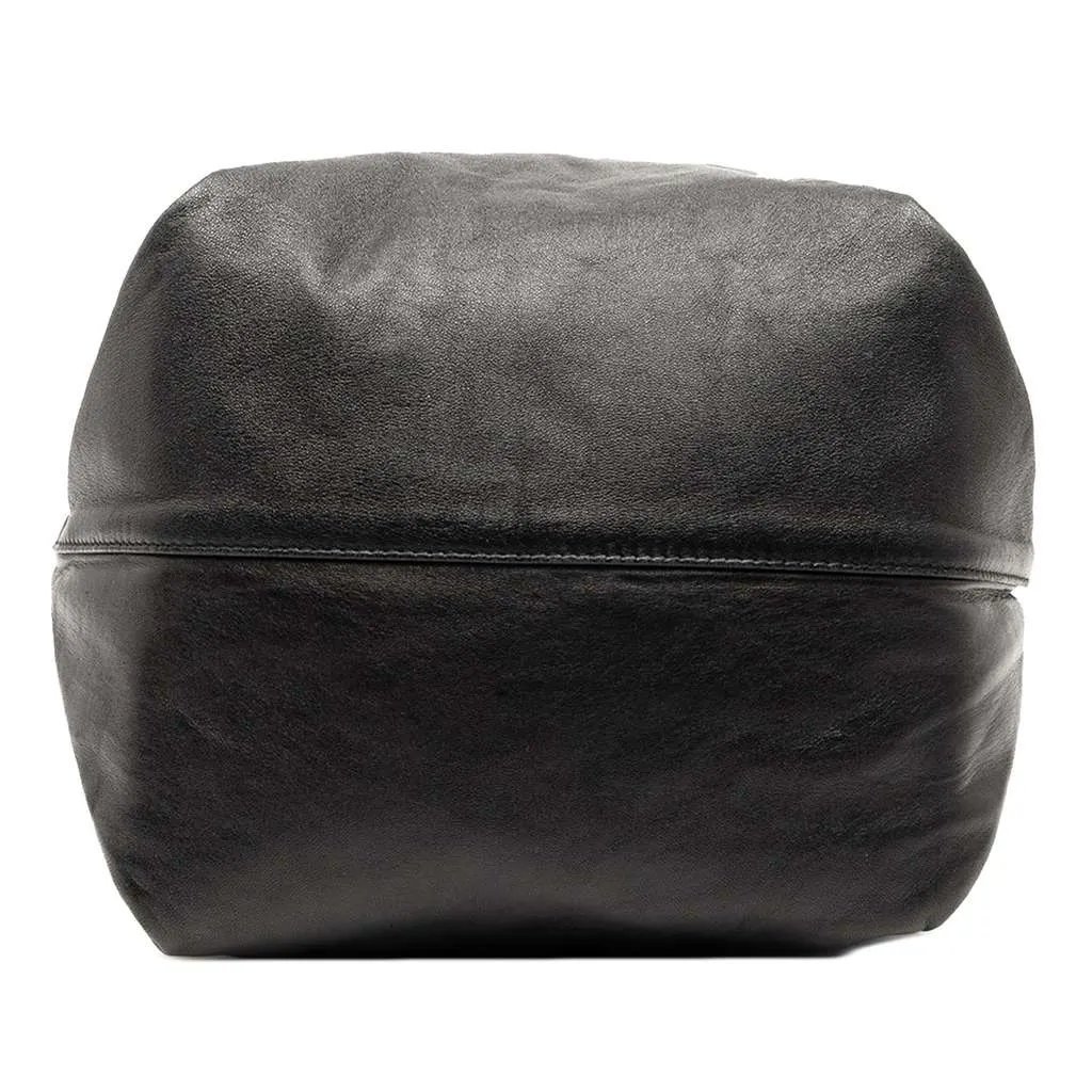 Saint Laurent Small Lambskin Teddy Bucket Bag Black Leather Good - Inside View