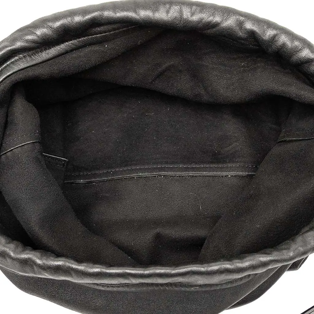 Saint Laurent Small Lambskin Teddy Bucket Bag Black Leather Good - Model View