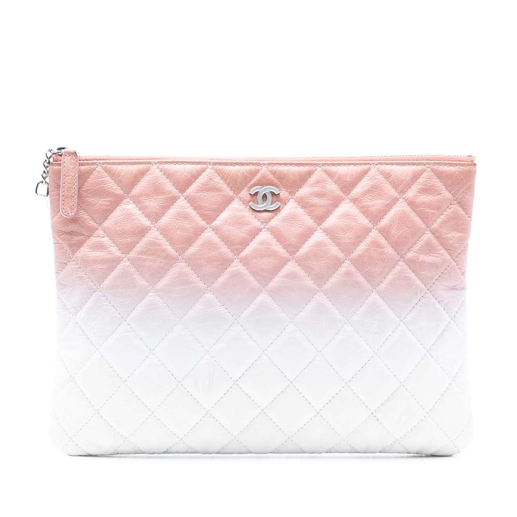 Chanel Medium CC Quilted Aged Calfskin Ombre O Case Clutch