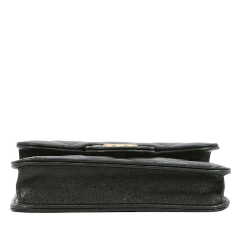 Chanel CC Quilted Lambskin Top Handle Flap Coin Purse with Chain - 3