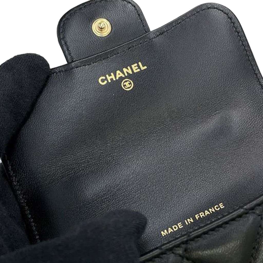 Chanel CC Quilted Lambskin Top Handle Flap Coin Purse with Chain - 5