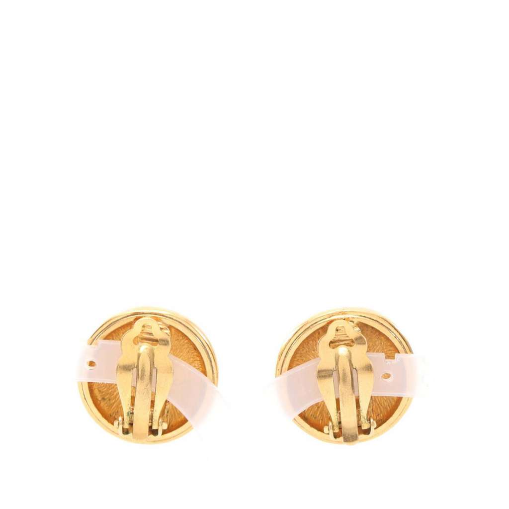 Chanel CC Gold Plated Button Clip On Earrings - 2