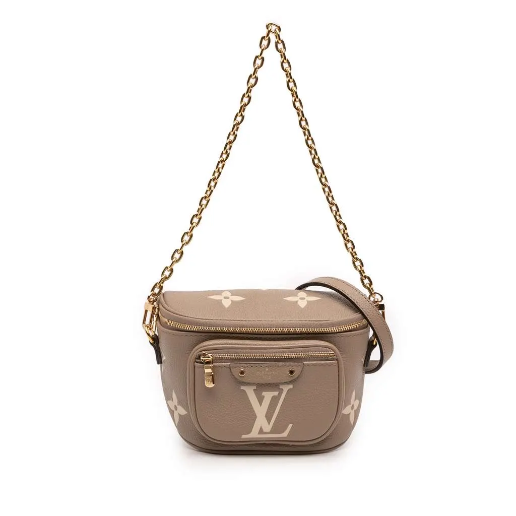 Louis Vuitton Bicolor Monogram Empreinte Giant Mini Bumbag Brown Leather Good - Front View