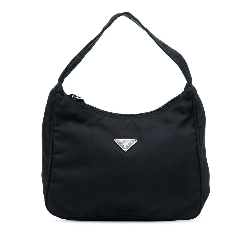 Prada Mini Tessuto Sport Shoulder Bag Black Good - Front View