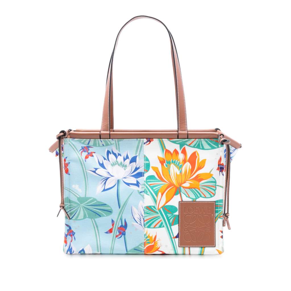 Loewe Paulas Ibiza Small Canvas Waterlily Print Cushion Tote