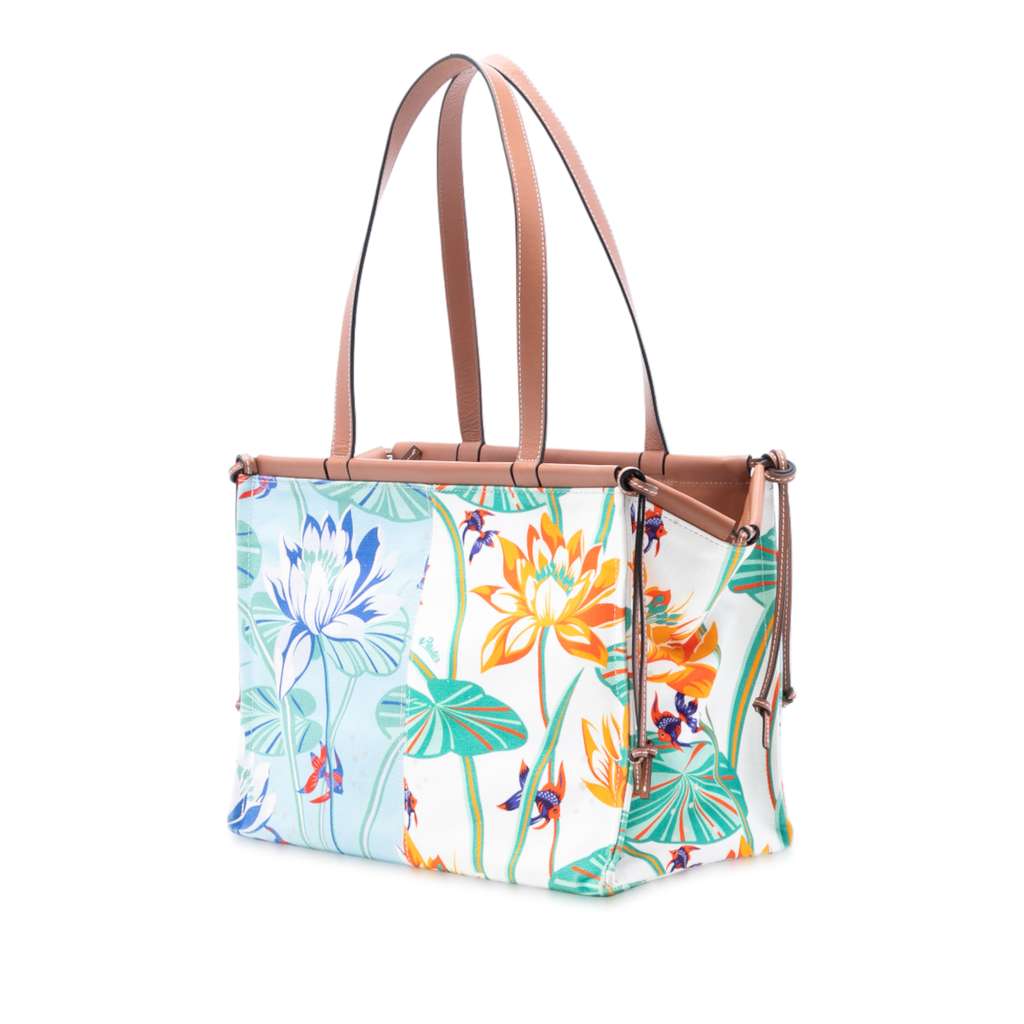 Loewe Paulas Ibiza Small Canvas Waterlily Print Cushion Tote - 2