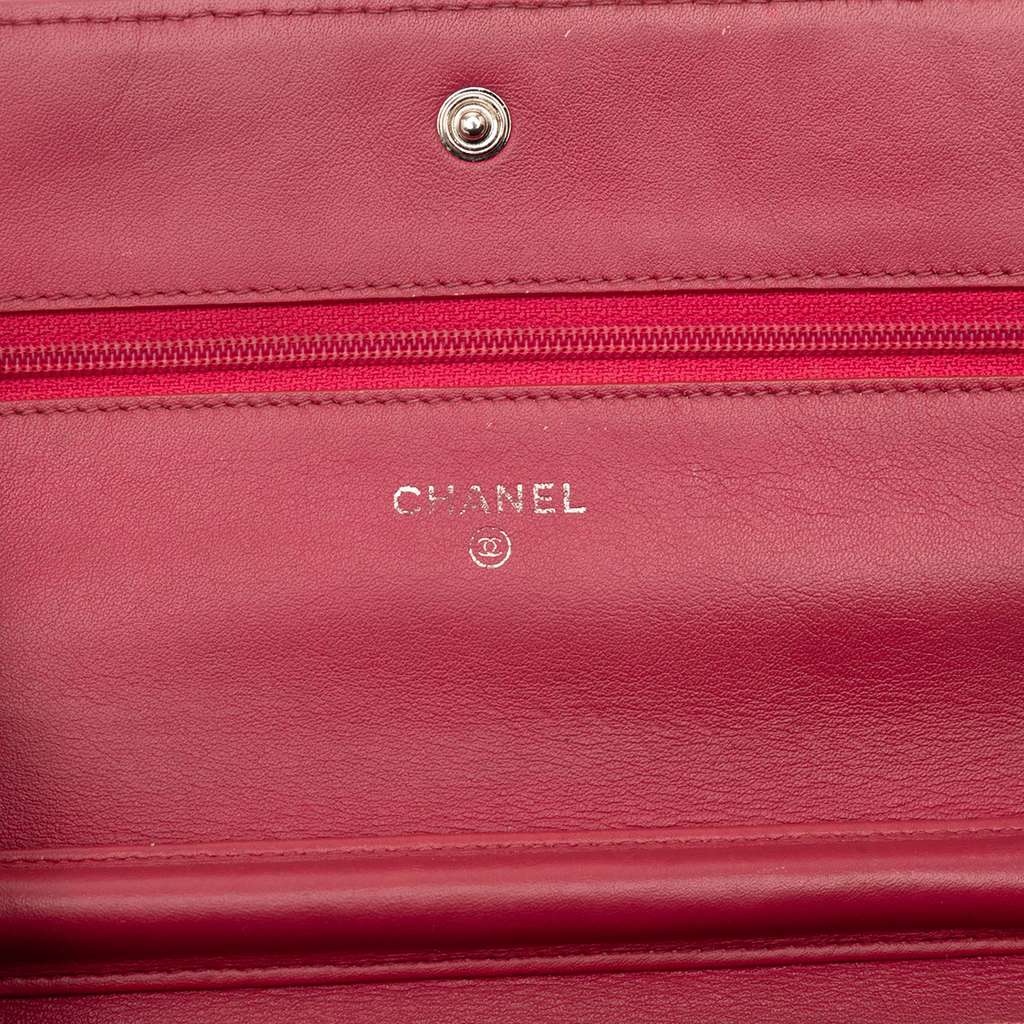 Chanel CC Embossed Patent Camellia Wallet On Chain - 5