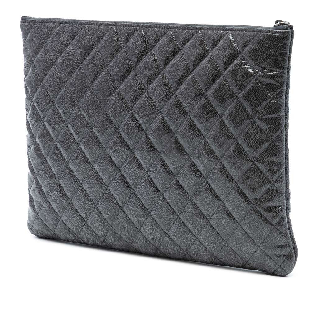 Chanel Large Quilted Iridescent Patent O Case Clutch - 2