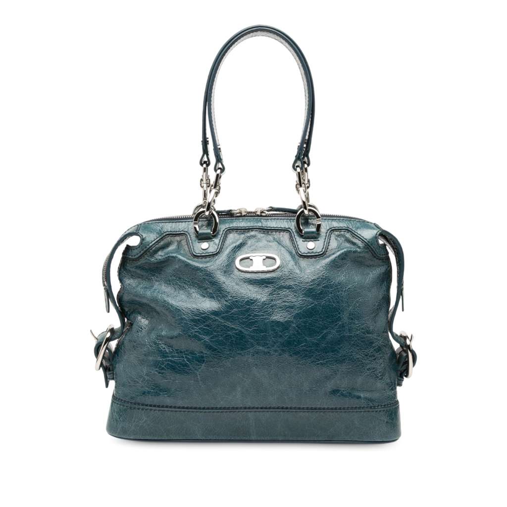 Celine Crinkled Patent Macadam Shoulder Bag