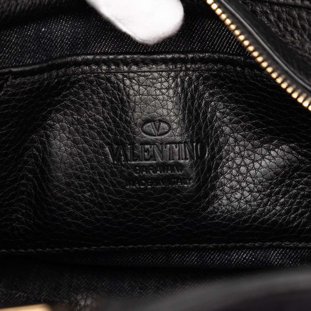 Valentino Small Denim Rockstud Trapeze Satchel - 5