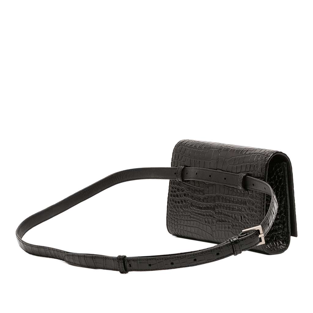 Saint Laurent Croc Embossed Leather Monogram Kate Belt Bag - 2