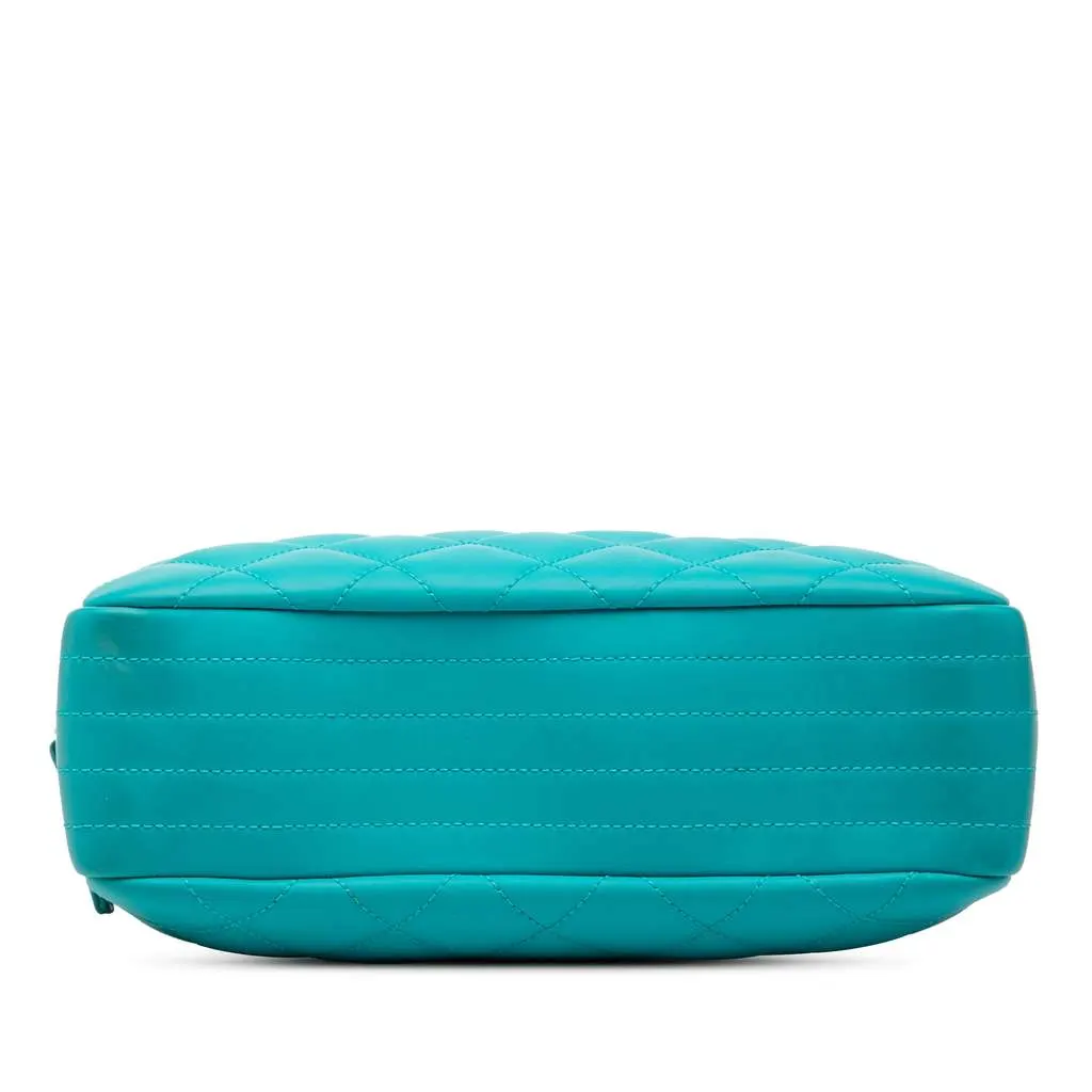 Chanel Medium CC Quilted Rubberized Lambskin Coco Rain Camera Bag Blue Leather Very good - Inside View
