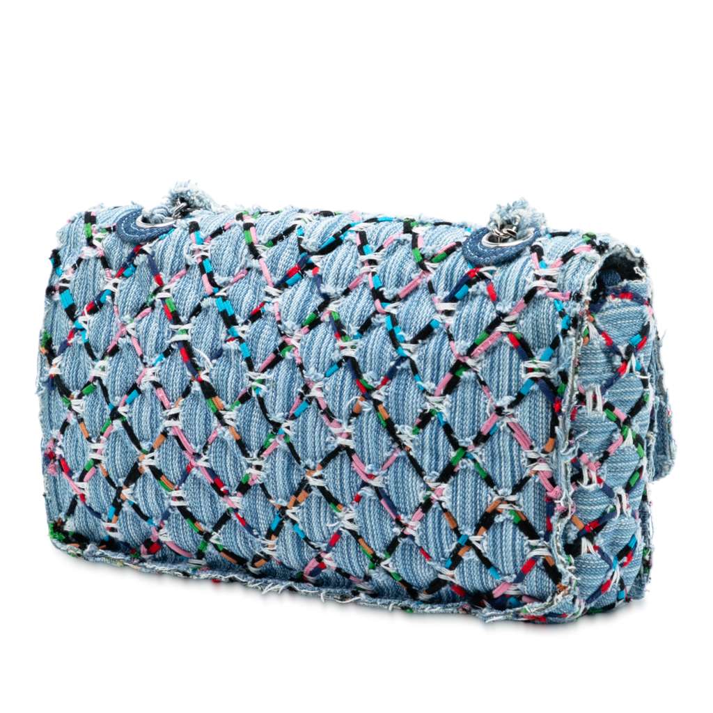 Chanel Medium Denim Rainbow Woven Stitch Quilted Robot Charm Single Flap - 2