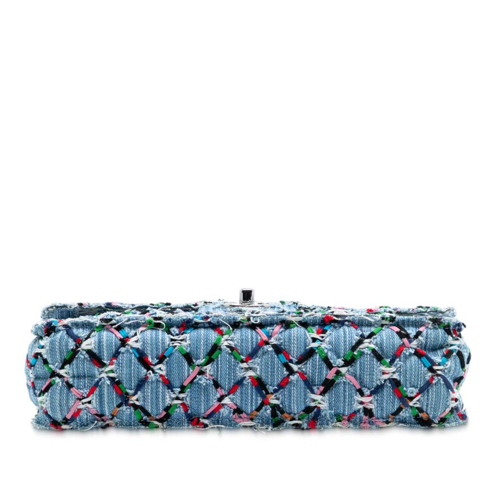 Chanel Medium Denim Rainbow Woven Stitch Quilted Robot Charm Single Flap - 3