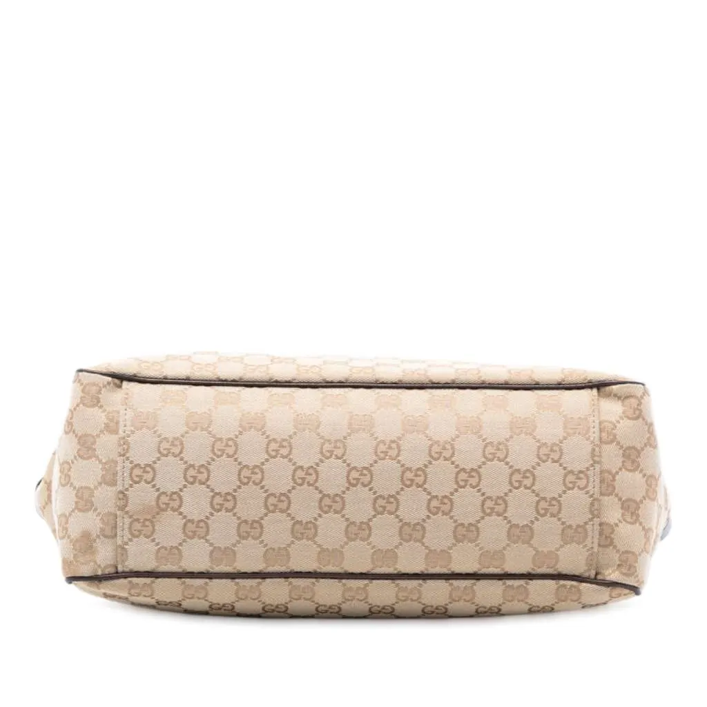 Gucci Medium GG Canvas Positano Tote Brown Canvas Good - Inside View
