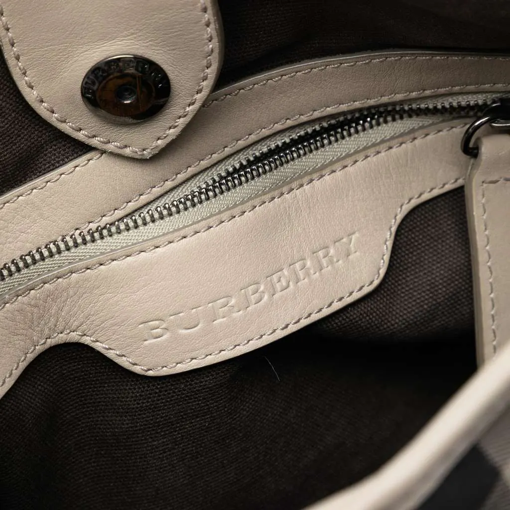 Burberry Small Smoke Check Coated Canvas Northfield Satchel Brown Canvas Very good - Box View