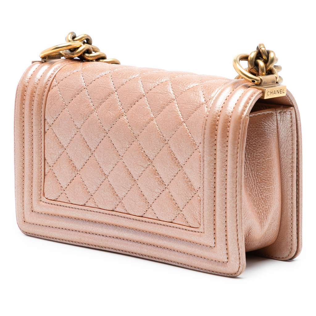 Chanel Small Quilted Metallic Calfskin Boy Flap - 2