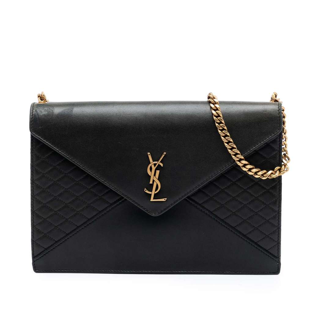 Saint Laurent Quilted Lambskin Monogram Gaby Shoulder Bag