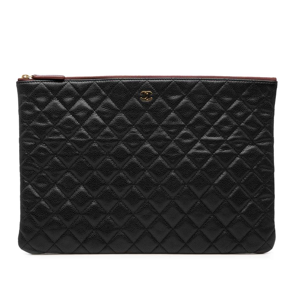 Chanel Large Quilted Caviar O Case Clutch
