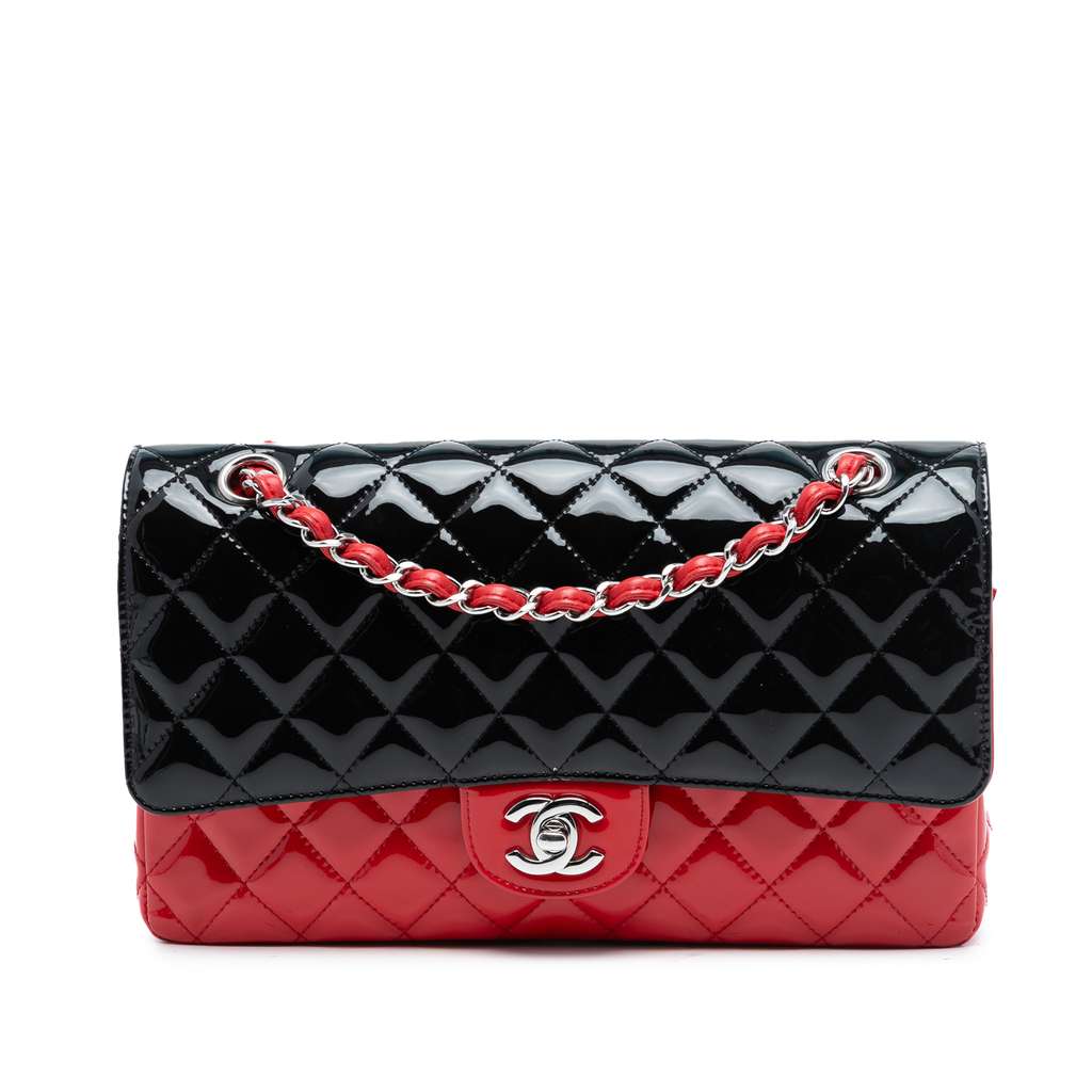 Chanel Medium Classic Bicolor Patent Double Flap