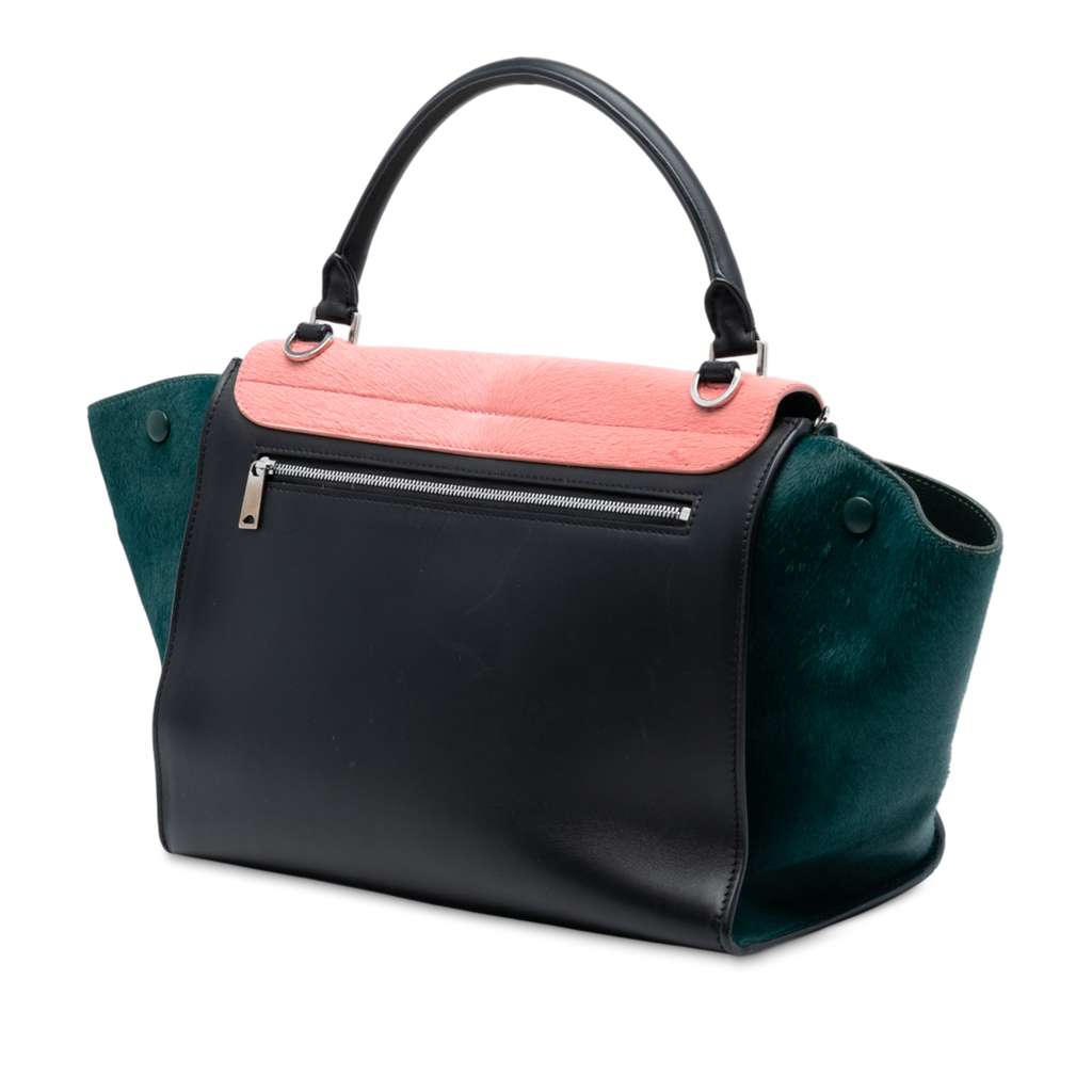 Celine Medium Tricolor Calfskin and Ponyhair Trapeze Satchel - 2