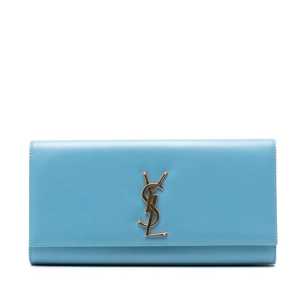 Saint Laurent Smooth Leather Monogram Cassandre Clutch
